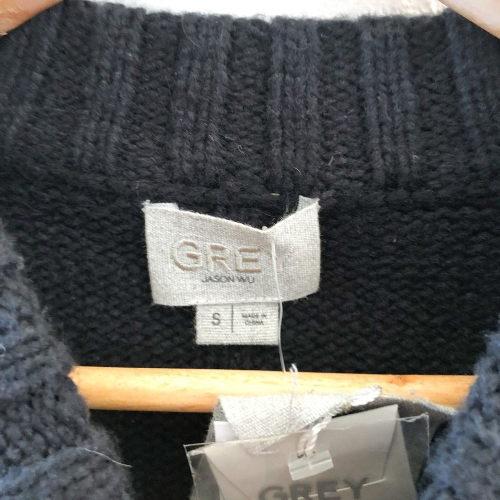 NWT GREY By JASON WU Fritz Oversized Black Crew Neck Sweater Small Size - Picture 8 of 12